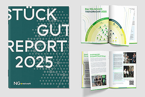 Der Stückgutreport 2025 von NG.network liegt aufgeblättert auf einem hellen Untergrund
