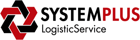 Logo SystemPlus LogisticService in Schwarz und Rot