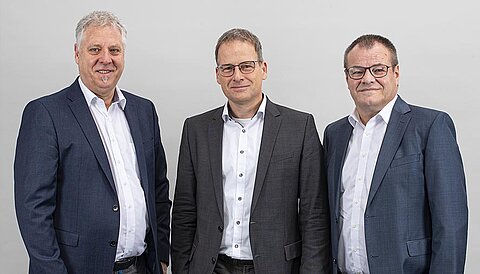 Gruppenbild der vier Personen der Geschäftsführung der Streck Transportges. mbH mit Ralph Diringer, Gerald Penner und Bernd Schäfer