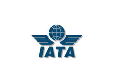 Logo IATA Logo IATA in blau, oben eine stilisierte Weltkugel