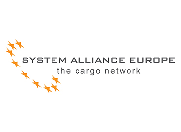 Logo System Alliance Europe mit neun orangen Sternen